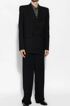 Saint Laurent CZARNY Dwurzędowa marynarka