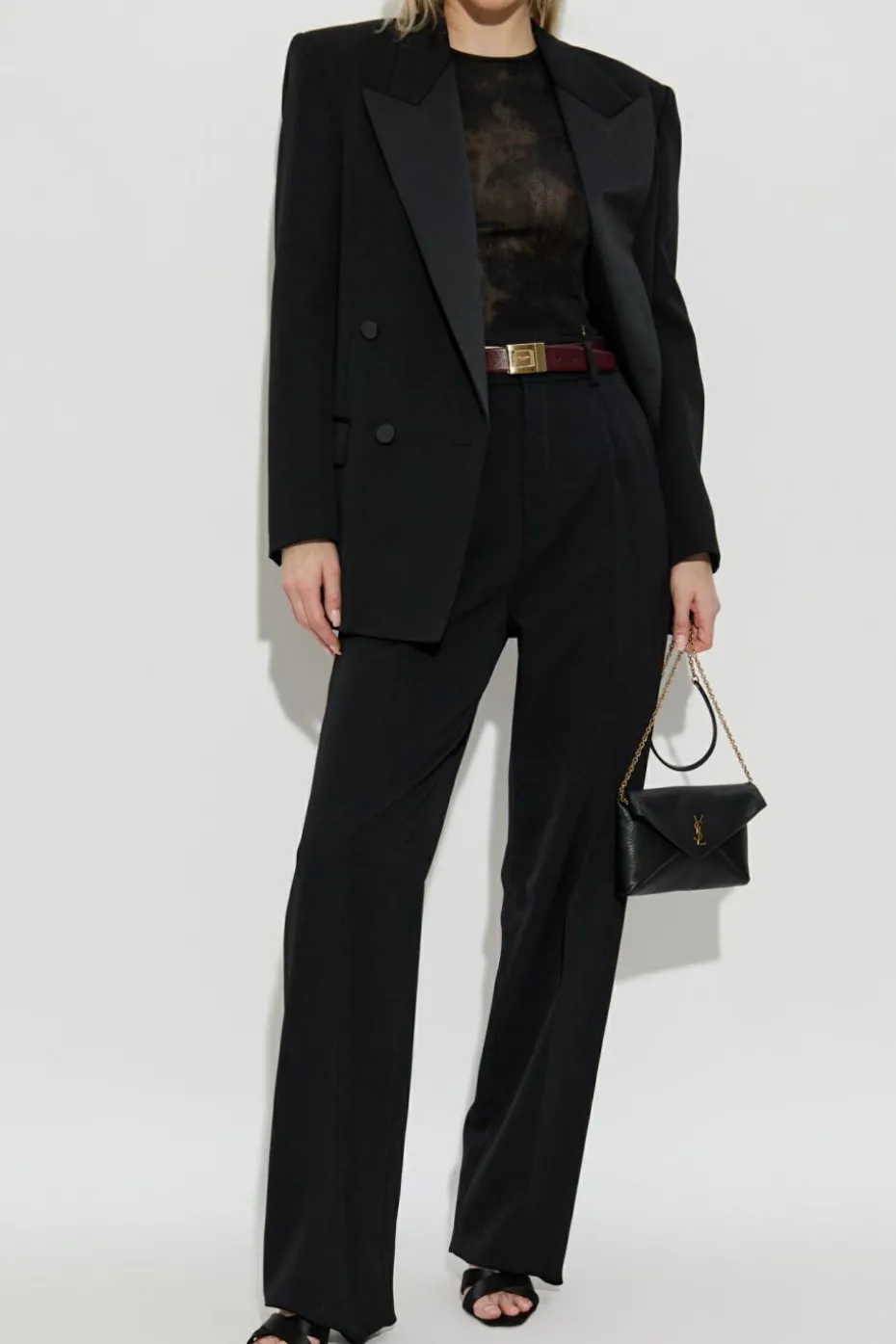 Saint Laurent CZARNY Dwurzędowa marynarka