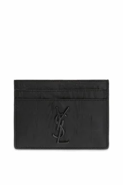 Saint Laurent CZARNY Etui na karty z metalowym logo