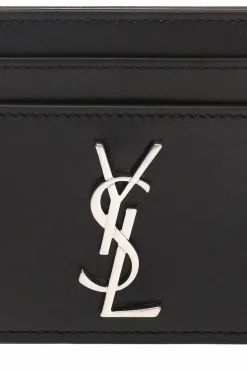 Saint Laurent CZARNY Etui na karty z metalowym logo