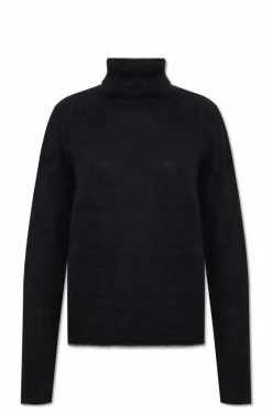 Saint Laurent CZARNY Golf o moherowym wykończeniu