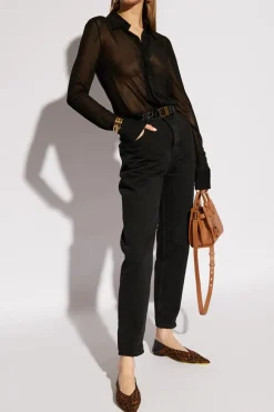Saint Laurent CZARNY Jeansy z wysokim stanem