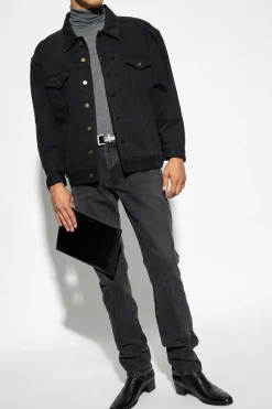 Saint Laurent CZARNY Jeansy z naszywką z logo