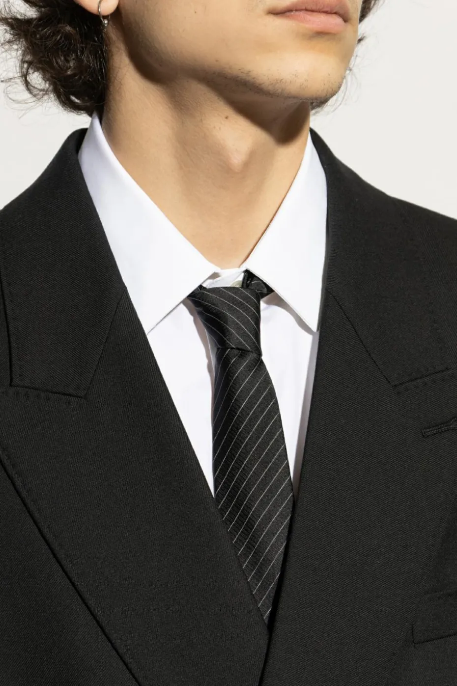 Saint Laurent CZARNY Jedwabny krawat