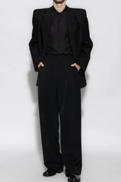 Saint Laurent CZARNY Jedwabna koszula z monogramem
