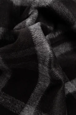 Saint Laurent CZARNY Jedwabno-kaszmirowy szal w kratę