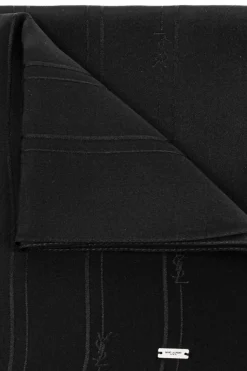 Saint Laurent CZARNY Jedwabny szal