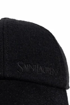Saint Laurent CZARNY Kaszmirowa czapka z daszkiem