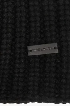 Saint Laurent CZARNY Kaszmirowa czapka