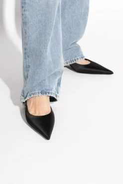 Saint Laurent CZARNY Klapki na obcasie `Barbara`