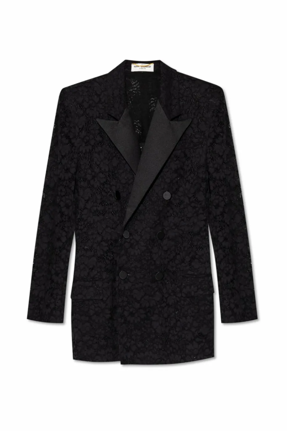 Saint Laurent CZARNY Koronkowa marynarka