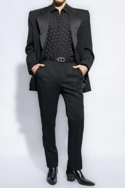 Saint Laurent CZARNY Koszula ze wzorem w grochy