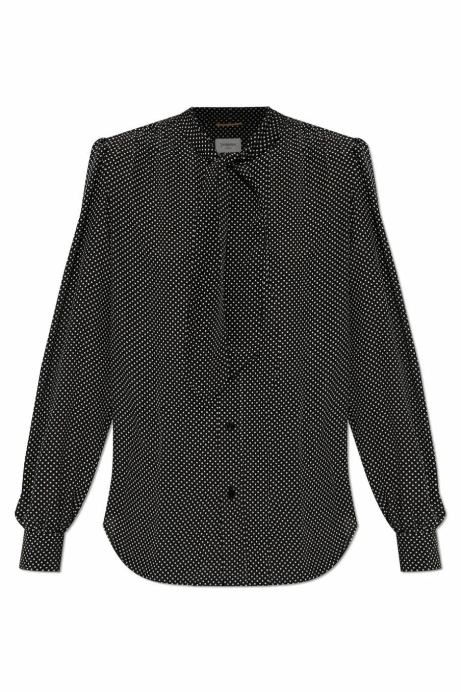 Saint Laurent CZARNY Koszula z wiązaniem przy dekolcie