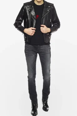Saint Laurent CZARNY Kurtka typu 'biker'