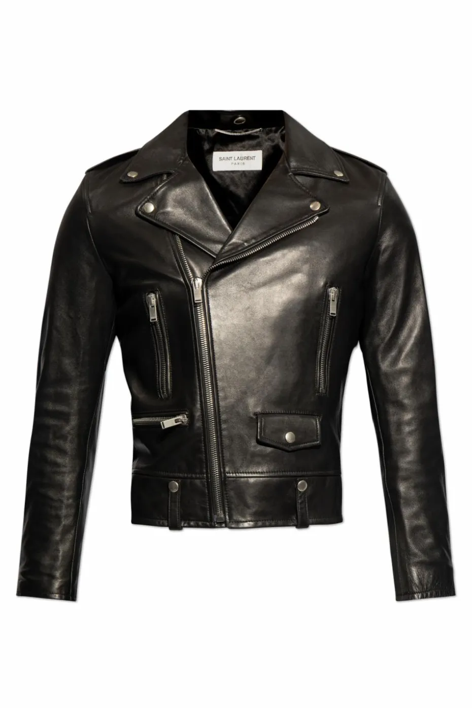 Saint Laurent CZARNY Ocieplana kurtka typu 'biker'