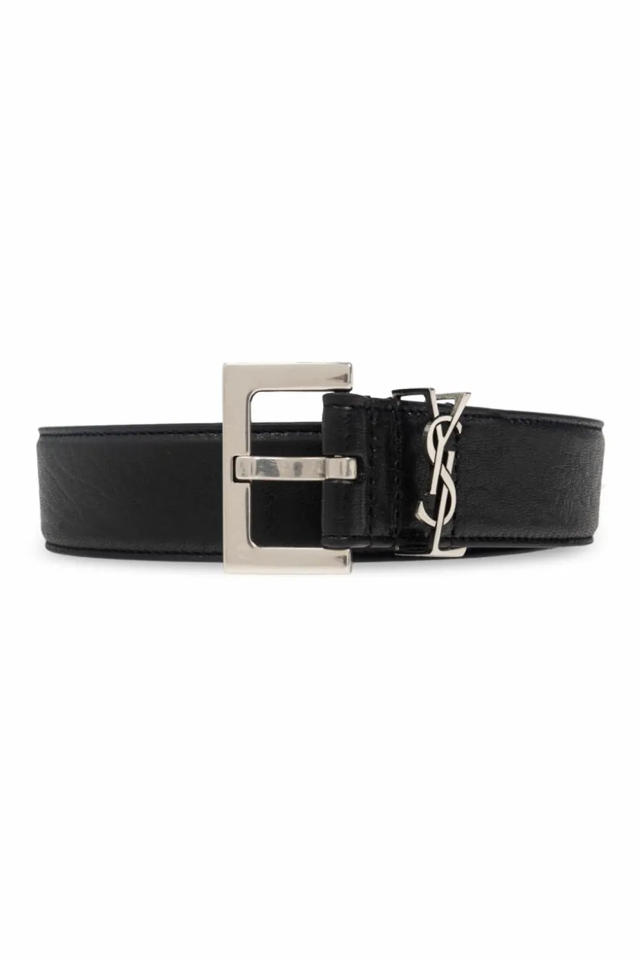 Saint Laurent CZARNY Pasek z logo