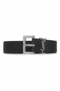 Saint Laurent CZARNY Pasek z logo
