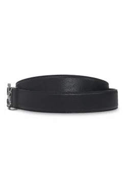Saint Laurent CZARNY Pasek z logo