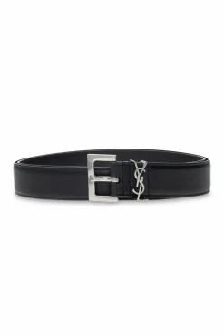 Saint Laurent CZARNY Pasek z logo