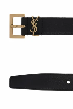 Saint Laurent CZARNY Pasek z logo