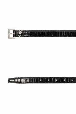 Saint Laurent CZARNY Pasek z logo