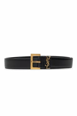 Saint Laurent CZARNY Pasek z logo