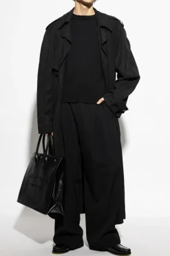 Saint Laurent CZARNY Pleciony sweter z surowym wykończeniem