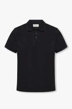 Saint Laurent CZARNY Polo z logo
