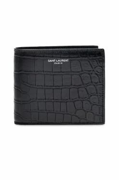 Saint Laurent CZARNY Portfel z logo