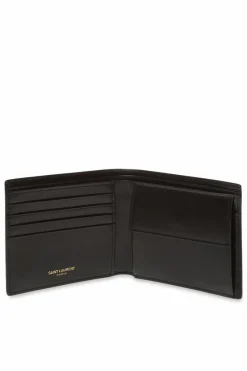 Saint Laurent CZARNY Portfel z logo