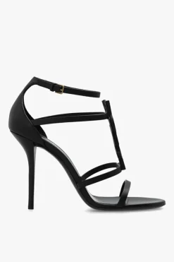 Saint Laurent CZARNY Sandały na obcasie ‘Cassandra’