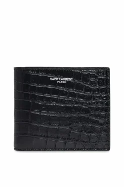 Saint Laurent CZARNY Składany portfel z logo