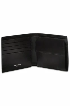 Saint Laurent CZARNY Składany portfel z logo