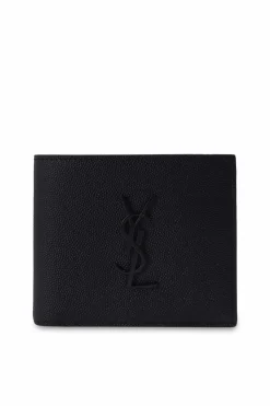 Saint Laurent CZARNY Składany portfel z logo