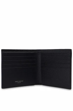 Saint Laurent CZARNY Składany portfel z logo