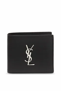 Saint Laurent CZARNY Składany portfel z logo