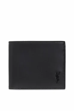 Saint Laurent CZARNY Składany portfel z logo
