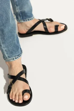 Saint Laurent CZARNY Skórzane klapki