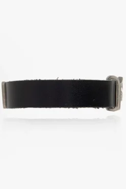 Saint Laurent CZARNY Skórzana bransoleta z logo