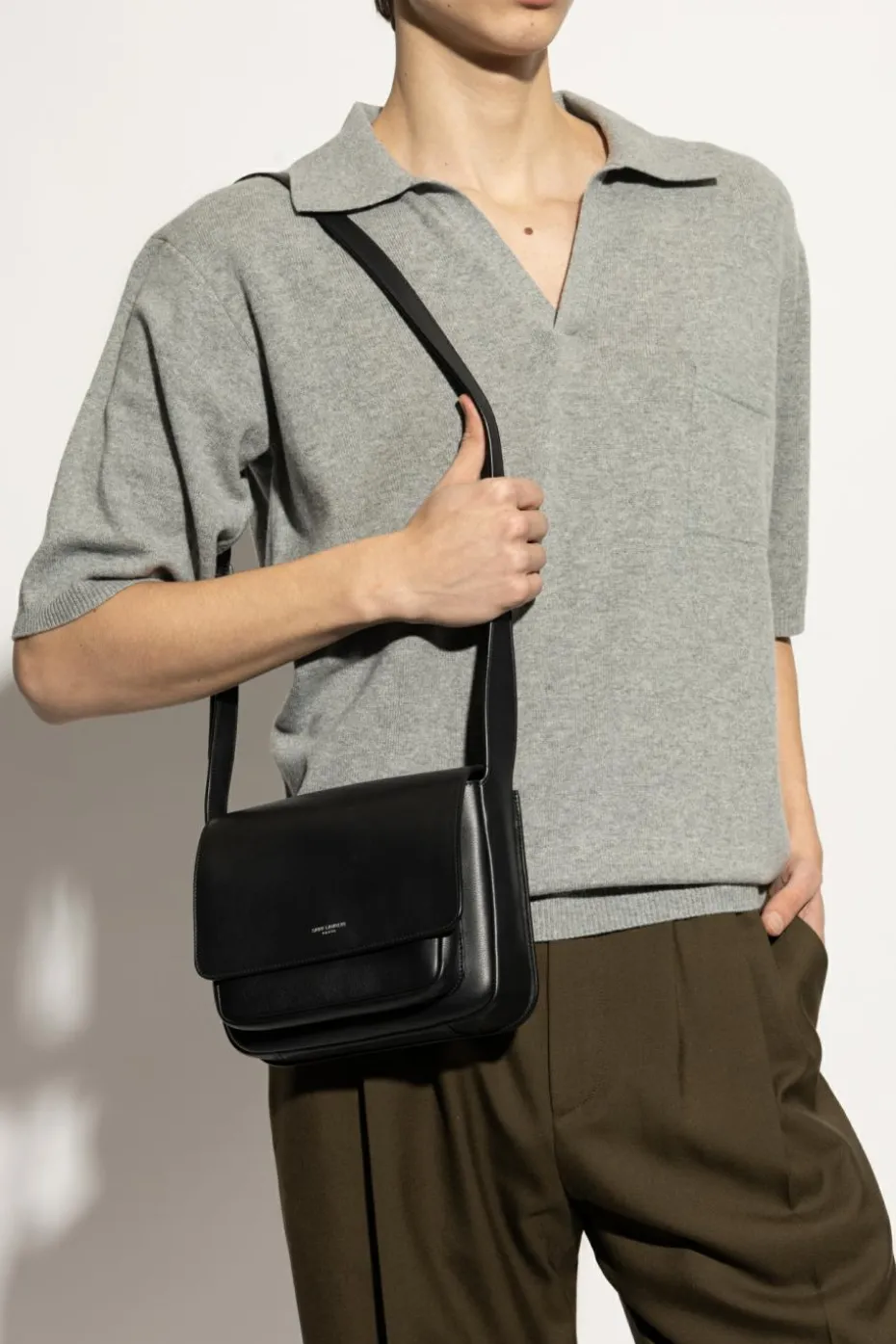 Saint Laurent CZARNY Skórzana torba na ramię