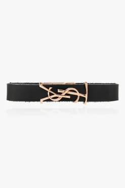 Saint Laurent CZARNY Skórzana bransoleta