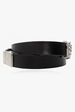 Saint Laurent CZARNY Skórzana bransoleta z logo