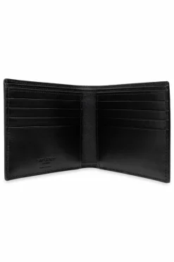 Saint Laurent CZARNY Skórzany portfel z logo