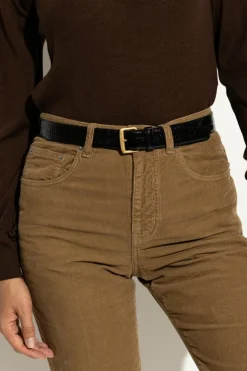 Saint Laurent CZARNY Skórzany pasek