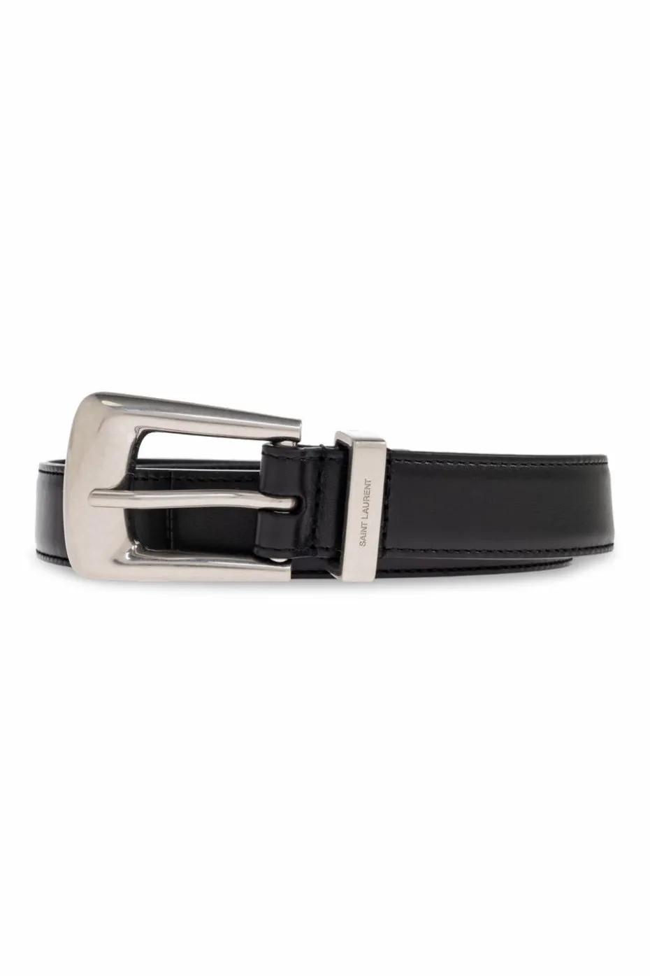 Saint Laurent CZARNY Skórzany pas