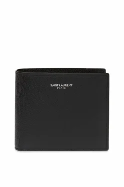 Saint Laurent CZARNY Skórzany składany portfel