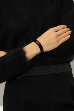 Saint Laurent CZARNY Skórzana bransoleta