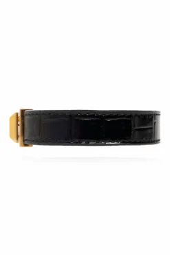 Saint Laurent CZARNY Skórzana bransoleta