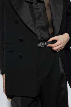 Saint Laurent CZARNY Skórzany pasek
