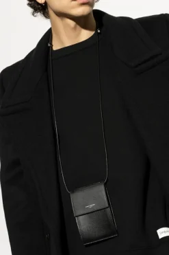 Saint Laurent CZARNY Skórzana torba na szyję
